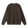 Suéter de punto Henley de tela mixta Yidao Vintage Otoño 2026 Nuevo para Hombre, Tejido Estilo Perezoso Old Money Retro