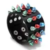 Nueva Joyería Transfronteriza Europea y Americana Pulsera de Cuero Punk Exagerada de Tres Filas de Púas de Colores Joyería de Mano Personalizada para Actuación Callejera