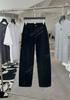 26 Estilo Nuevo de Principios de Primavera Algodón Orgánico Costura Retorcida en la Cintura Corte Curvo Casual Pierna Ancha Piso Largo Pantalones Banana Jeans