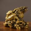 Venta al por mayor de fábrica de adornos de tortuga dragón de cobre, dinero de latón, chismes, tortuga dragón, madre e hijo, tortuga dragón, sala de estar, oficina, tamaño grande