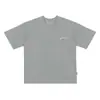 Camiseta de Manga Corta con Bolsillo Bordado Floral Estilo Chino Gris Exclusiva Transfronteriza para Hombres y Mujeres, Top Retro de Peso Pesado con Sensación de Hielo para Verano