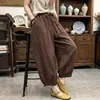 Calças de lanterna estilosas em algodão e linho retrô, emagrecedoras e de corte solto, calças casuais curtas, calças florais de renda femininas versáteis e da moda