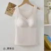 Chaleco térmico cepillado para mujer con cuello en V, ribete de encaje y copas de sujetador incorporadas, perfecto como capa base o ropa interior para otoño e invierno para retener el calor