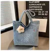 Design Artístico, Bolsa Tote de Brim com Bordado de Estrela Macio e Fofo, Bolsa de Ombro Versátil para Estudantes Universitárias para Aula e Deslocamento