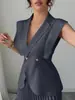 Amazon Conjunto de Ropa para Mujer Europea y Americana sin Mangas Elegante Cuello en V Falda Plisada