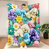 Manta de urso com estampa de desenho animado, feita sob medida, design impresso temático de anime DIY, adequada como manta de sofá para outono e inverno, e como manta de sofá