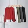 Camiseta Henley Elástica de Canalé para Mujer, Manga Larga, Botones al Frente, Corte Ajustado, Base, Dulce y Picante, Deseo Puro, Primavera y Otoño 2026