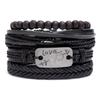 Accesorios de Explosiones Transfronterizas Tejido Retro Perforación de Una Flecha Pulsera de Piel de Vaca diy Combinación Pulsera de Cuero de 4 Piezas para Hombres