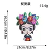 Parche de Tela Bordado de Frida de Dibujos Animados con Flores de Colores, Parche Bordado de Personaje Estilo Étnico, Parche Decorativo para Ropa y Equipaje
