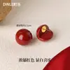 Pendientes de Nuevo Estilo 2026, Pendientes Redondos Rojos Estilo Retro Hong Kong, Lujo Ligero, Gama Alta, Elegantes, Versátiles para Mujer