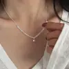 Collar de Cadena de Trigo Colgante de Bola para Mujer Lujo Ligero Personalidad Versátil Estilo Simple Nicho Cadena para Clavícula de Gama Alta Nueva Tendencia
