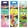 Lápices de Colores Cortos de 6 Colores para Niños Ecológicos de Madera Dibujos Animados Pequeños Lápices de Colores Premios y Regalos de Jardín de Infancia en Stock