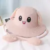 Novo Estilo Infantil Estilo Douyin Orelhas de Coelho em Movimento Chapéu de Palha Desenho Animado Fofo Chapéu de Proteção Solar de Verão para Bebê