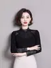 Camiseta Básica de Encaje para Mujer Otoño e Invierno de Ning Xinyi, Top Interior Elegante de Manga Larga, Top de Algodón Canalé de Cuello Medio Alto