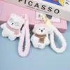 Colgante de felpa bufanda de dibujos animados oso llavero linda decoración de bolsa muñeca accesorio de regalo creativo