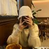Sombrero de pescador de peluche de conejo de Corea del Sur para mujer, liso, versátil, cálido, que cubre la cara, sombrero de cubo, otoño e invierno, sombrero de cubo peludo pequeño para la cara