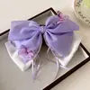 Pinza para el pelo azul sal marina inspirada en el ballet estilo coreano, Accesorio para el pelo de flor de rosa fresca de alta gama para la parte posterior de la cabeza