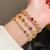 Pulseira redonda de zircônia cúbica colorida, banhada a ouro 14K - um design luxuoso e de alta qualidade, uma joia única e estilosa, disponível para atacado
