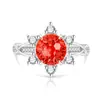 Transmisión en vivo venta caliente: Anillo de girasol con diamantes de alto carbono y gemas de colores con corte de fuegos artificiales, moderno y versátil, bañado en oro real, disponible para dropshipping