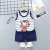Ropa Infantil 2024 Verano Nuevo Traje Chaleco Infantil Algodón Puro Comercio Exterior Bebé Sin Mangas Shorts Estilo Coreano Ropa para Niños