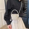 Bolso de Mujer Hecho a Mano con Cuentas de Celebridad de Internet Bolso de Mano Perla Portátil Bandolera Bolso Rojo para Mujer Accesorios Bolso