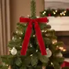 Em estoque Pingente de presente laço de veludo 2,5 cm Decoração de árvore de Natal laço Enfeite de amarração para guirlanda de Natal
