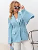 Traje Blazer Feminino 2026 Europeu e Coreano Renda Patchwork Manga Sino Temperamento Gola Lapela Botão Único Slim Fit
