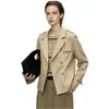 Elegante gabardina de doble botonadura para mujer, nuevo estilo otoño 2026, muy elegante y versátil para figuras petite.