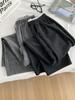 Calça Lã Cinza Escuro Barra Curva Petite Magrinha Casual Versátil Cropped Estilo Vovó para Outono e Inverno 25