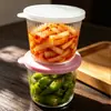 Pote para picles, recipiente de vidro para armazenamento de alimentos, tigela pequena, pote hermético, de grau alimentício, especial para kimchi, mini lancheira com tampa