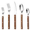 Acero Inoxidable 430 Mango de Uña de Sauce Cuchillo, Tenedor y Cuchara para Comida Occidental Vajilla Color Madera Cuchillo y Tenedor para Filete Francés Cuchara y Tenedor de Postre Juego de 5 Piezas