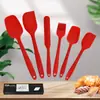 En stock utensilios de cocina de silicona juego de 6 piezas pala en T raspador pincel para aceite de silicona completo juego de 6 piezas utensilios para hornear