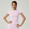 Camiseta de Comercio Exterior Europeo y Americano Transfronterizo para Correr Ajustada de Yoga Ropa Deportiva de Manga Corta de Secado Rápido Ropa de Yoga Tops de Manga Corta para Mujer