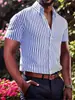 Camisa retro de manga corta para vacaciones transfronterizas, de verano, con bloques de color, a cuadros, elástica en cuatro direcciones, impresa en 3D, casual, transpirable, para hombre