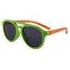 Óculos de Sol Infantis de Silicone Europeus e Americanos, Clássico Armação Grande Ponte Dupla Cor Color-Blocking Fashion Proteção Solar para Viagem Óculos de Sol Polarizados para Crianças