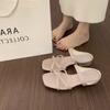 Pantuflas de Satén con Tiras Cruzadas y Punta Abierta Estilo Hada Francesa para el Verano de Mujer, Simples y Cómodas, Sandalias de Tacón Bajo y Bonitas