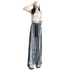 Pantalones de pierna ancha de seda helada para mujer, verano, finos, nuevo estilo chino, estilo nacional, pantalones de pintura a tinta, pantalones frescos, pantalones casuales holgados