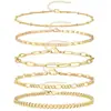 Pulseira transfronteiriça europeia e americana popular na Amazon, conjunto de pulseiras da moda com cinco peças, pulseira de corrente de metal personalizada para atacado