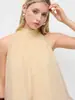 Elegante y Único Top Casual de Verano sin Mangas, Estilo Europeo y Americano de Gama Alta con Hombros Descubiertos y Cuello Halter para Niñas