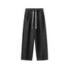 Pantalones retro americanos de pierna ancha y corte curvo para hombre, marca de moda, nueva colección de otoño, diseño de patchwork, pantalones de chándal casual rectos holgados para hombre