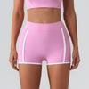 Shorts de ioga femininos novos europeus e americanos, bolsos transfronteiriços, cintura alta, calças esportivas justas, corrida, fitness, uso externo, shorts