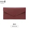 Billetera Larga para Mujer Anti-robo RFID Transfronteriza Nueva, Patrón de Lichi, Piel Suave, Estilo Sobre, Cartera de Mano Ultra-delgada Simple