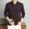 Camiseta de manga larga para hombre con cuello alto y media cremallera, nueva de otoño 2026, jacquard, estilo old money, casual, transpirable
