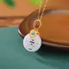 Colgante de Candado Auspicioso de Jade Hetian para Mujeres al por Mayor Plata S925 Chapada en Oro Jade Blanco Zafiro Estilo Nacional Collar Atmosférico