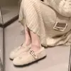 Versión Personalizada~Zapatos Mary Jane con Correa de Lazo de Lana de Oveja para Mujer, Zapatos Cálidos de Algodón con Lana para Uso en Exteriores, Zapatos Planos