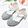 Zapatos de Princesa para Niñas Estilo Coreano Zapatos de Cristal para Niños Primavera/Verano 2026 Zapatos de Salón de Tacón Alto para Niños Mayores Sandalias de Punta Cerrada