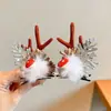 Diadema Luminosa Navideña de Dibujos Animados Pinzas para el Cabello Diadema Dulce Linda de Astas Ambiente Pinzas de Felpa para el Cabello para Niños