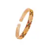 Pulsera de Plata Pura 9999 con Esmalte Pintado en Oro de Ocho Tesoros, Full-Color, Mensaje Auspicioso, Estilo Palacio, Moda China, Estilo Abierto, Sólida