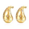 Aretes Colgantes de Diamantes de Acero Inoxidable Europeo y Americano Transfronterizo para Mujer, Aretes de Diamantes de Color de Alta Gama, Aretes al por Mayor Chapados en Oro de 18K
