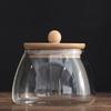 Frasco de Almacenamiento de Granos de Vidrio con Tapa de Bambú, Frasco Sellado de Alto Borosilicato, Tarro de Té con Cuentas Redondas de Madera, a Prueba de Humedad y Sellado